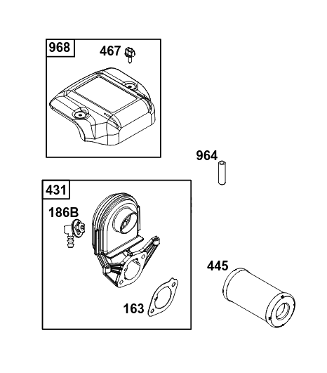 Air Cleaner Group Diagram and Parts List for 40N777-0004-B5 400000 - 699999 Briggs and Stratton Engine